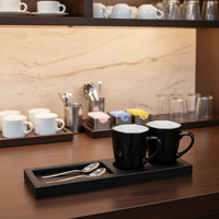 Plateau de service en cuir PU avec logo personnalisé, sous-verres pour tasses à café, sous-verres pour boissons de bar, plateau pour salle de bain, fournitures hôtelières