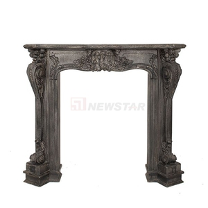 Newstar Custom French Home Decoration Große freistehende Kamin verkleidung Schwarz Antik Marmor Kamin Surround - Product Image 1