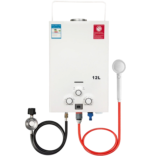 12L Portable Natural Gas Liquefied Gas Constant Temperature 24KW Flue Type Water Heater RV Camping Insulation Household