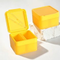 Boîte de rangement carrée en plastique PP anti-poussière de 120 ml à double compartiment pour masques faciaux, tampons de coton cosmétiques et boues, en matériaux recyclés