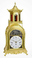 Jam Otomatis Berbahan Perunggu Emas dengan Figur Biksu Berbunyi Lonceng, Terinspirasi dari Figur George III Inggris, Dilengkapi Braket