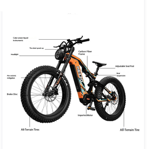 Bicicleta de Montaña Eléctrica de Lujo con Fibra de Carbono, Larga Autonomía, Neumáticos para Nieve de <span class=keywords><strong>26</strong></span> Pulgadas, Motor Central de 10000W, Batería de Litio de 48V Oculta - Product Image 2
