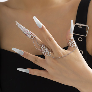 <strong>Long</strong> Nail <strong>Ring</strong> Jewelry <strong>Finger</strong> <strong>Rings</strong> Gothic Personality Hollow Out Metal Women Iron Trendy Opp Bag Environmental Friendly Open - Product Image 5