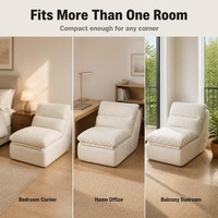 Fauteuil de relaxation moderne en velours côtelé, sans accoudoirs, avec ottoman, en mousse compressée, pour salon d'appartement