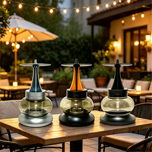 Chicha LED en aluminium à 3 couleurs, vente directe usine, nouveau design, base en verre de luxe, ensemble chicha allemande, modèle Fortress - Product Image 1