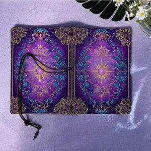 Carnet A6 de style vintage avec fermeture à cravate fait à la main 160 pages cadeau d'anniversaire parfait pour belle-sœur avec congé d'or violet - Product Image 6