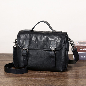 Sac messager en cuir véritable pour homme, noir, grand, durable, pour usage quotidien - Product Image 1