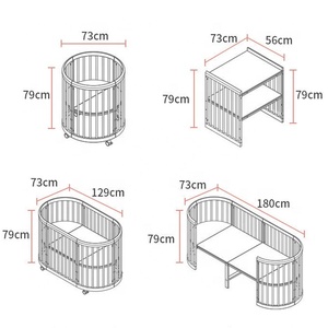 Juego de Muebles de Madera Oscura para Guardería NZMAN, Convertible 3 en 1, <span class=keywords><strong>Cuna</strong></span> Ovalada de Madera para Bebés Recién Nacidos con Ruedas - Product Image 6