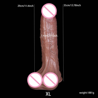 Dildo réaliste en silicone de 13,78 pouces, épais, avec ventouse puissante, pour stimulation vaginale et anale