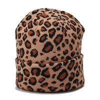 Best-seller Chapeau Jacquard Léopard pour femme Chapeau d'hiver polyvalent à la mode Impression numérique E-Commerce transfrontalier Article chaud