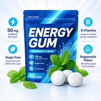 Chewing-gum énergétique sans sucre, marque privée OEM, caféine naturelle, L-théanine, vitamines B, saveur menthe verte, complément alimentaire