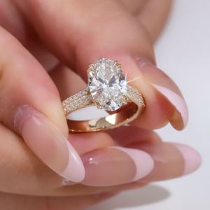 Anillo de Compromiso y Matrimonio Twinkle Jewelry, Oro Sólido de 14K, Diamante de Laboratorio, Diseño Clásico, 3CT, Certificado IGI, Corte Ovalado HPHT CVD - Product Image 4