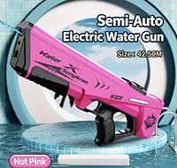 Pistolet à eau en plastique rose et jaune 2 en 1, manuel et électrique, pour les jeux d'été en extérieur et le Songkran