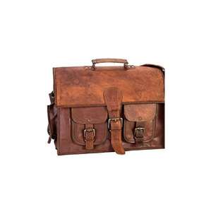 Sac messager en cuir de qualité supérieure pour hommes, sac de bureau pour hommes, compartiment rembourré pour ordinateur portable avec sangle réglable et 2 mini-poches - Product Image 2