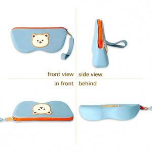 Lady Fashion Bear Eco-Friendly High Quality Water Resistant Silicone <b>Glasses</b> <b>Case</b> With Zipper Closure and Soft Handle - Product Image 3