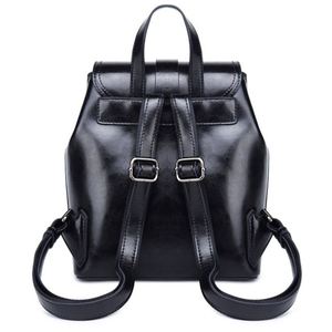 Fashion Women Anti-Theft Shoulder Handbag <b>Black</b> Genuine Leather <b>Backpack</b> Casual Bag - Product Image 3