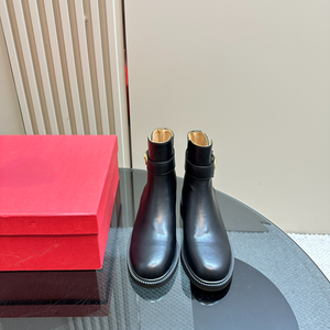 Bottines Chelsea en cuir de vache noir pour femmes, fermeture à boucle et fermeture éclair, bottes pour le travail en automne/hiver - Product Image 1