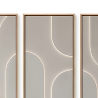 JZ Art mural abstrait moderne de luxe Art déco 3D en grès et LED, encadré, fait main, à suspendre, cadre en métal noir, pour chambre et salon, rectangulaire
