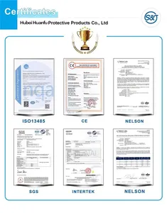 ชุดแยกพลาสติกแบบใช้แล้วทิ้งผ้าหนาสีฟ้าผ้ากันเปื้อนพลาสติกกันน้ำ