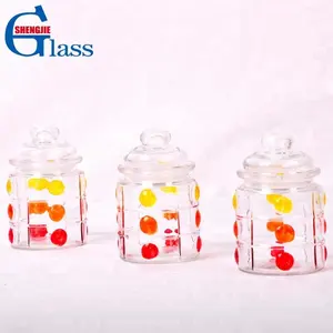 Hand Drawing Unique Glass Kitchen Canister Set With Glass Dome Lid