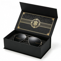 Boîte magnétique personnalisée et boîte cadeau noire pour lunettes de soleil, emballage en papier protecteur