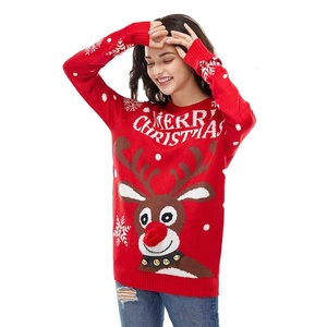 Custom Jacquard Knitted Pullover Matching Ugly Christmas Sweater Family Knitwear Woman <strong>Xmas</strong> <strong>Jumper</strong> For Couple - Product Image 4