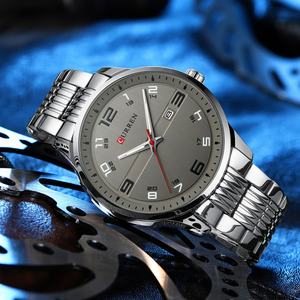 OEM ODM 8411 Men's Business Alloy Steel Band Quartz <b>Watch</b> Fashion 45mm Dial Minimalist Calendar Scale Casual <b>Waterproof</b> Glass - Product Image 3
