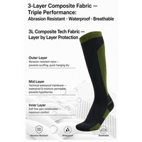 Chaussettes de randonnée unisexes personnalisées OEM, imperméables, à membrane 3 couches, séchage rapide, respirantes, anti-abrasion, pour la pêche, le ski et les sports.