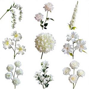 Fleurs artificielles en soie blanches pour mariage, allée de la chapelle, arrangement au sol, roses, lys, tulipes, accessoires de photographie en extérieur, décoration intérieure - Product Image 1