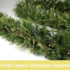 Dây đèn trang trí Giáng sinh màu xanh lá cây giả bằng nhựa, trông như thật, có đèn LED - Product Image 5