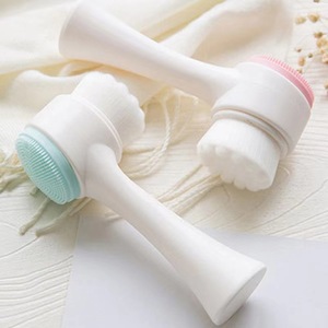 جل السيليكا فرشاة تنظيف بشعيرات لينة محطة تنظيف فرشاة تنظيف الوجه المزدوجة ثلاثية الأبعاد فرشاة تنظيف يدوية للتنظيف العميق - Product Image 1