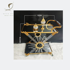 2025 recién llegado, carrito de Hotel de Metal de estilo europeo personalizado, muebles modernos hechos a mano para uso en la cocina, rueda con espejo - Product Image 1