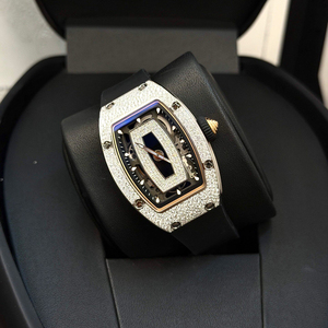 Montre automatique mécanique de luxe avancée pour <span class=keywords><strong>femme</strong></span>, design entièrement serti de diamants, 0701, avec diamant Moissanite flocon de neige noir sur cadran - Product Image 4