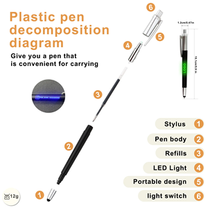 Bolígrafo de luz LED 3 en 1 creativo promocional, bolígrafo láser con impresión de logotipo personalizado, bolígrafo de plástico con lápiz táctil - Product Image 5
