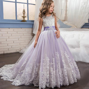 Robe longue occidentale rose et bleue à nœuds pour jeunes filles, idéale pour mariages, demoiselles d'honneur et petites filles d'honneur - Product Image 6