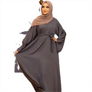 L-10 Elegante Abaya Hecha a Mano, Estilo Dubái/Turquía, Color Sólido, Tela Nida, Kaftán Sencillo y Modesto, Ropa Islámica, Burka Larga Hasta el Suelo, Lisa - Product Image 1