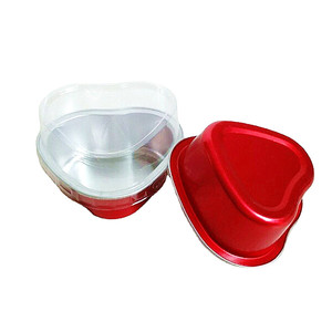 Moules à pâtisserie jetables <span class=keywords><strong>en</strong></span> aluminium <span class=keywords><strong>en</strong></span> forme de cœur, doublures <span class=keywords><strong>en</strong></span> <span class=keywords><strong>plastique</strong></span> PET pour muffins, crème brûlée, desserts - Product Image 2