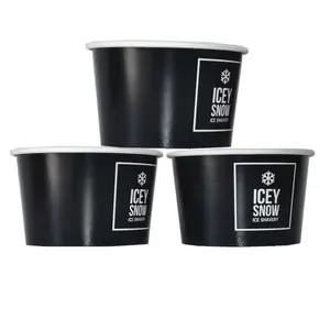 Green Treasure Customized Disposable Container Cup Tubs with Lid Paper Craft Paper Food Single Wall Paper Ice Cream Cup