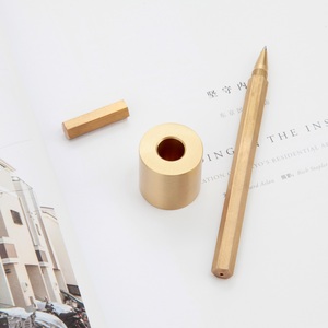 Supporto per penna in ottone massiccio MAXERY, Mini penna oro supporto per spazzolino da denti contenitore Base perfetta per studenti e ufficio - Product Image 5