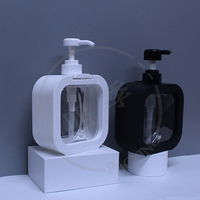 Bouteilles en plastique carrées de 300ml et 500ml pour distributeur de pompe de liquide vaisselle Bouteille de lotion de shampooing blanche et rose