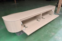 Console murale flottante moderne pour téléviseur, en placage de bois aux coins arrondis, meuble multimédia mural