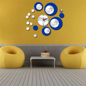 <b>Acrylic</b> Round Color Matching Combination <b>Mirror</b> Wall Clock Home Stickers Personality Mute Modern Living Room - Product Image 4
