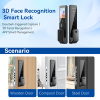 Cerradura Inteligente 3D KK con Huella Dactilar, RFID, NFC, Código, Wi-Fi, Aplicación, Almacenamiento en la Nube/Tarjeta de Memoria, Aleación de Aluminio para Puertas de Madera/Acero