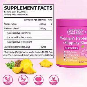 Gummies Probiotiques pour Femmes OEM ODM, 60 Unités, avec Érable Rouge, Prébiotique XOS, 4 Souches de Lactobacillus, Saveur Ananas - Product Image 3