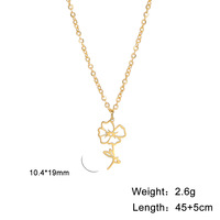 Collier pendentif fleur de naissance 12 mois, breloque ajourée Pommier des neiges, Rose, Marguerite, en acier inoxydable plaqué or, pour femme, vente en gros