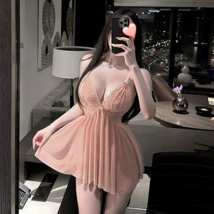 Chemise de nuit sexy en dentelle pour femmes, sans manches, en fibre de polyester douce, 8327, vêtements de nuit - Product Image 1