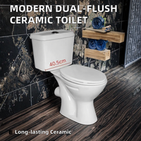 Meuble de salle de bain moderne en céramique Cuvette de toilette carrée à double chasse Cuvette en céramique blanche en deux pièces Robinets dissimulés en or rose Ouverture automatique