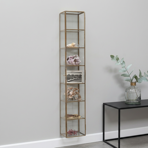 Diseño innovador, último escaparate de gabinete de vidrio, diseño único, decoración de pared colgante de vidrio con marco de latón - Product Image 2