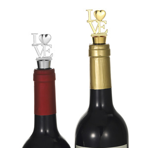Love Wine <b>Stopper</b> Gold And Silver Zinc Alloy Bottle Seal For Wedding Party Gift - Product Image 1