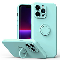 Coque de téléphone en silicone liquide souple à couverture complète avec support de bague anti-chute pour iPhone 16 plus 15 pro max 14 13